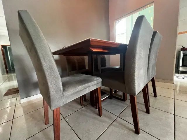 Jogo de Mesa de Jantar com 6 cadeiras com tampo em vidro  - Foto 5