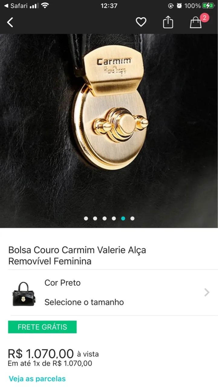 Bolsa de couro Carmim original  - Foto 2