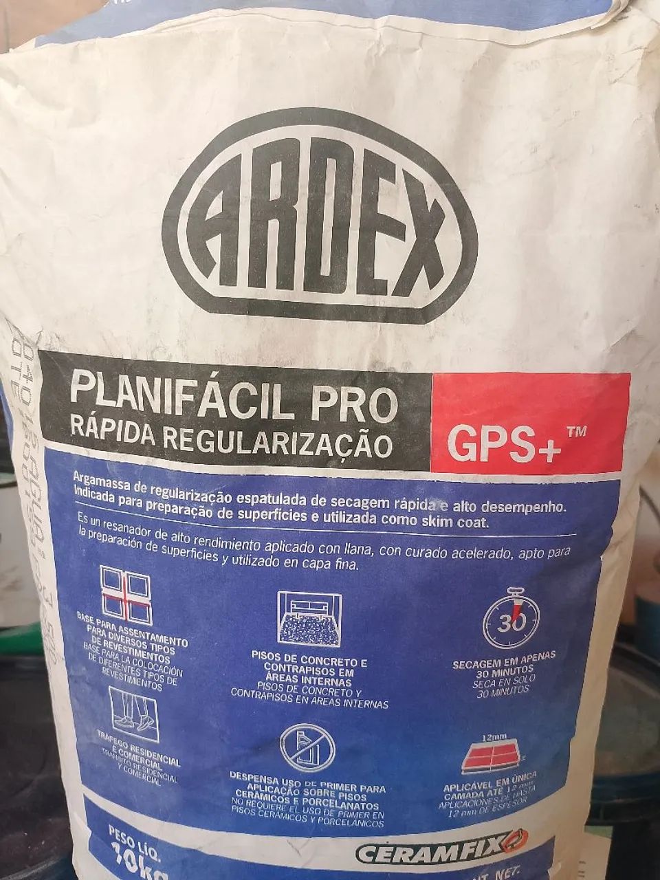 Massa Preparação Piso Vinílico Planifácil Pro ARDEX - Regularização rápida Seca rápido.