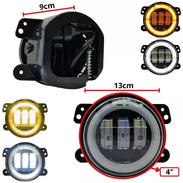 Par Farol 4 Polegadas Led Angel Eyes Drl Seta Branca Ambar - Foto 2