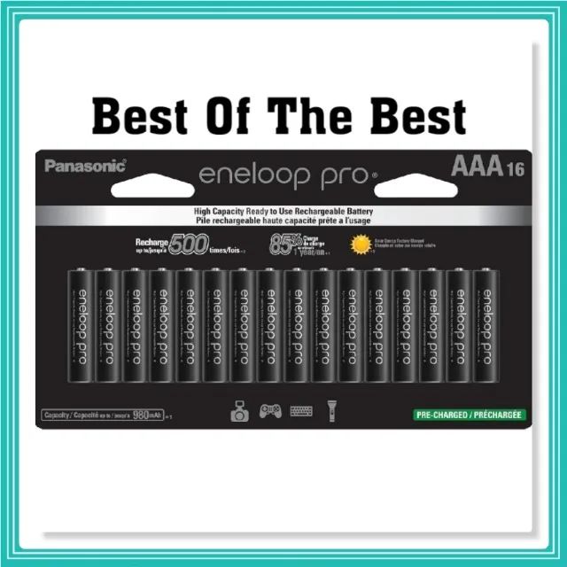 Baterias Recarregáveis Ni-MH Eneloop Pro AAA Panasonic 980mAh BK-4HCCA16FA, 16 UN.