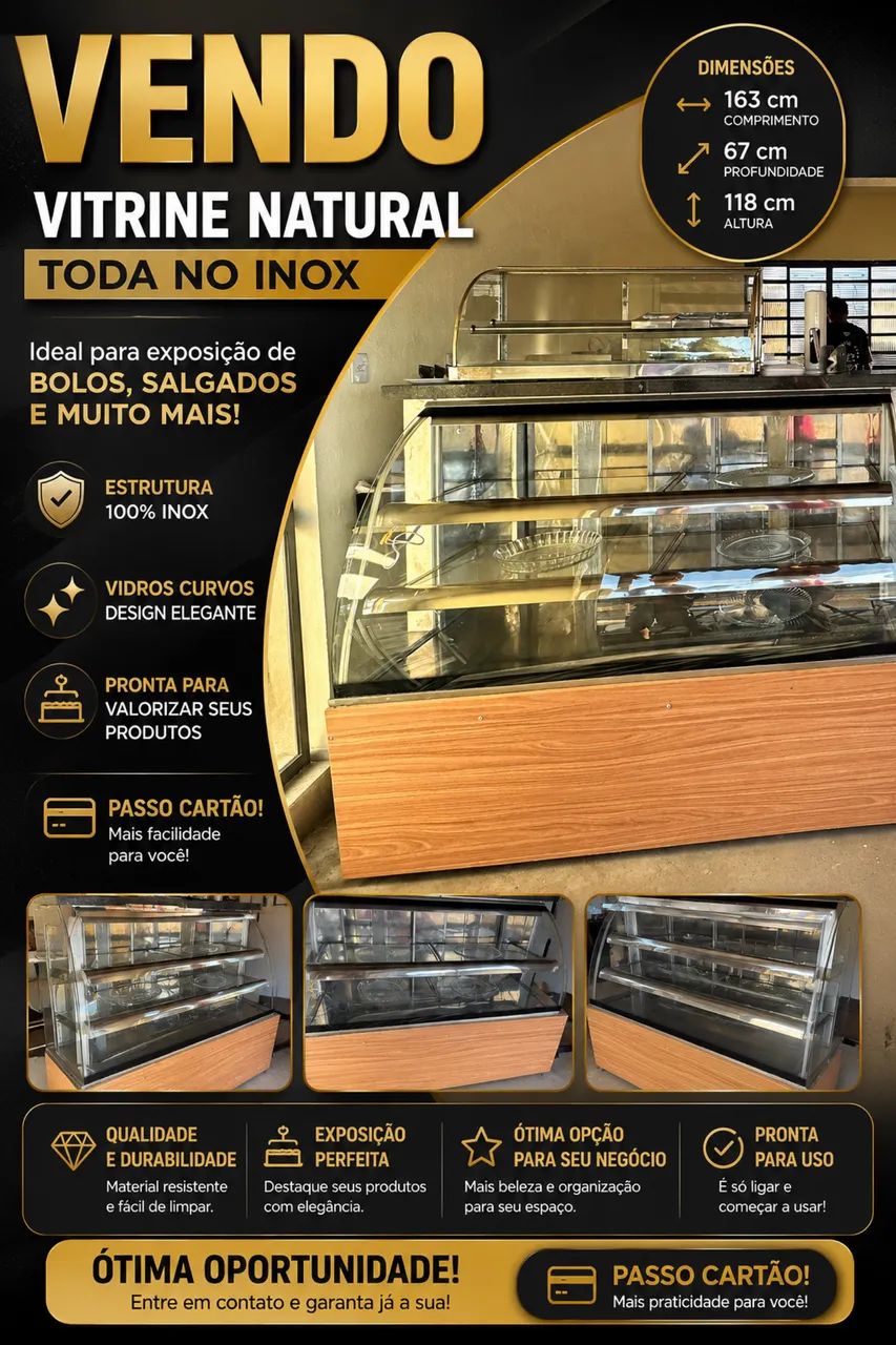 Balcão vitrine inox 