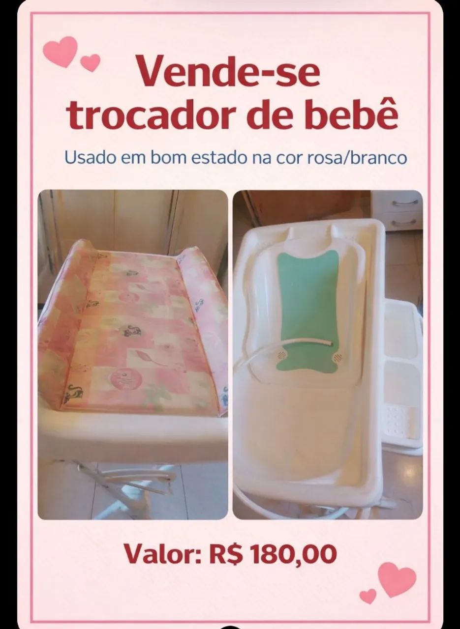Vende-se trocador rosa/branco
