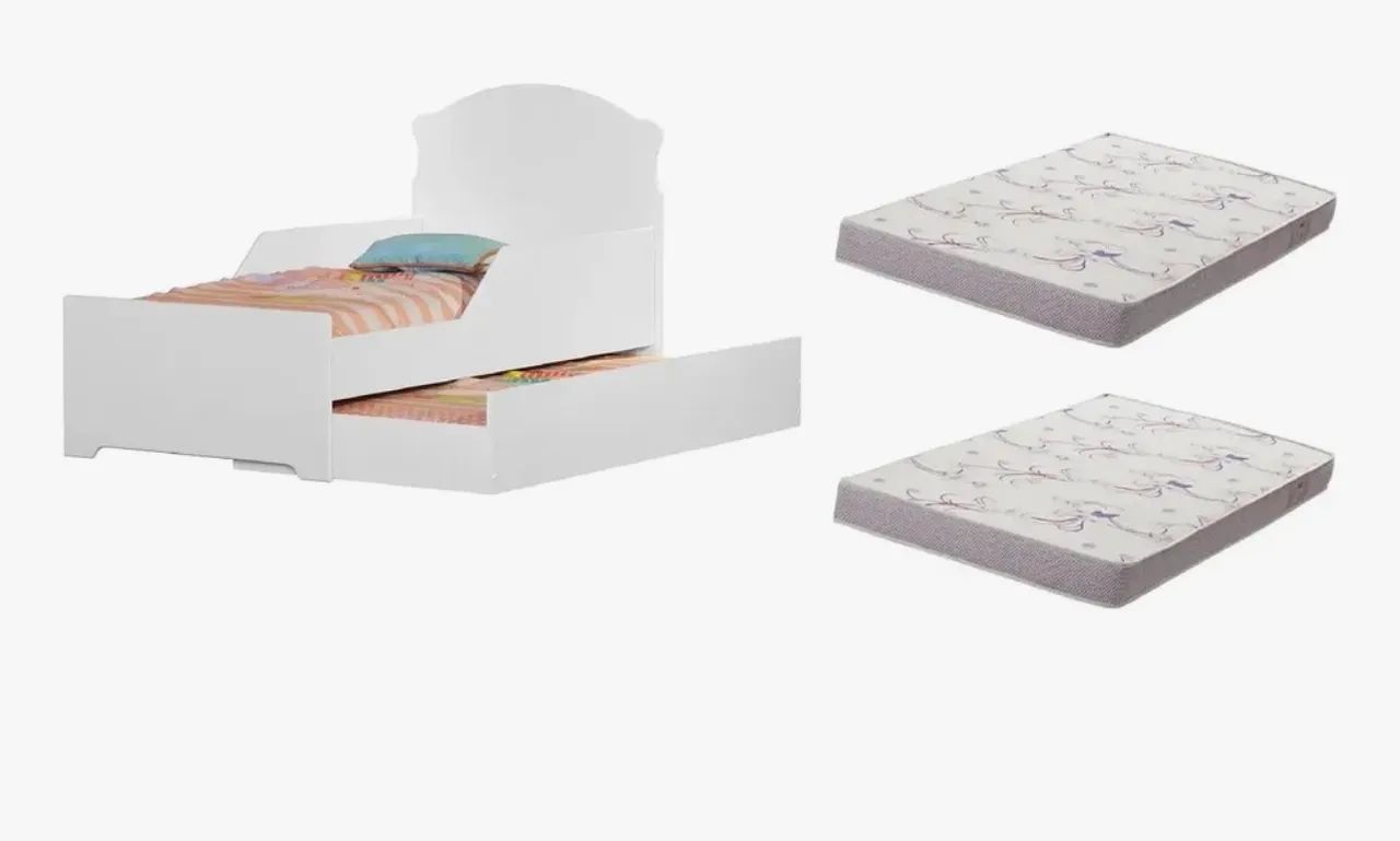 Bicama cama infantil Mini Cama Auxiliar com 2 colchão 