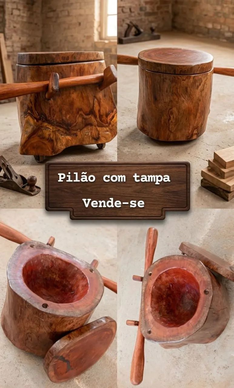 ? Pilão Rústico com Tampa à Venda