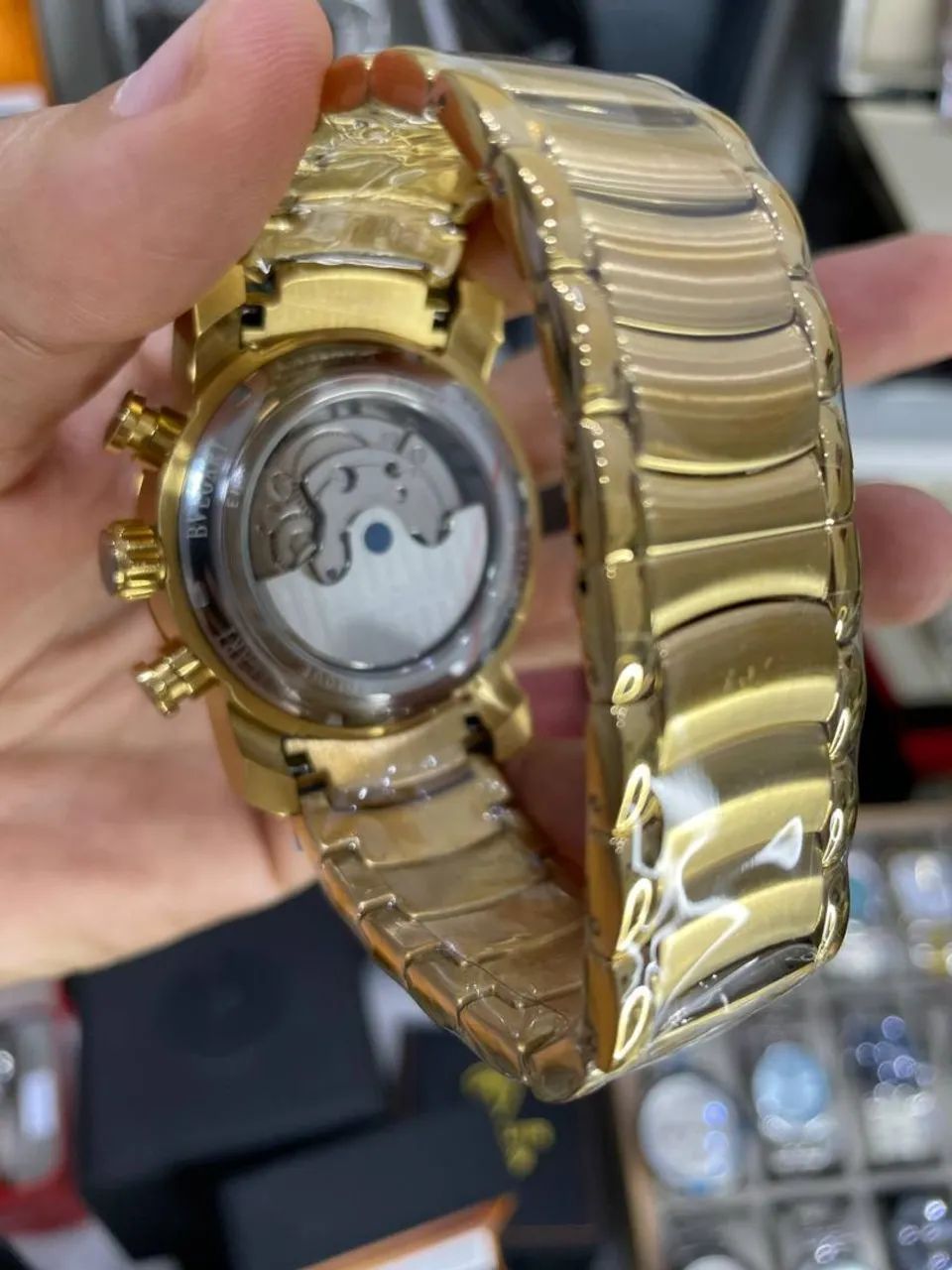 Relógio Automático Dourado com fundo de vidro  - Foto 3