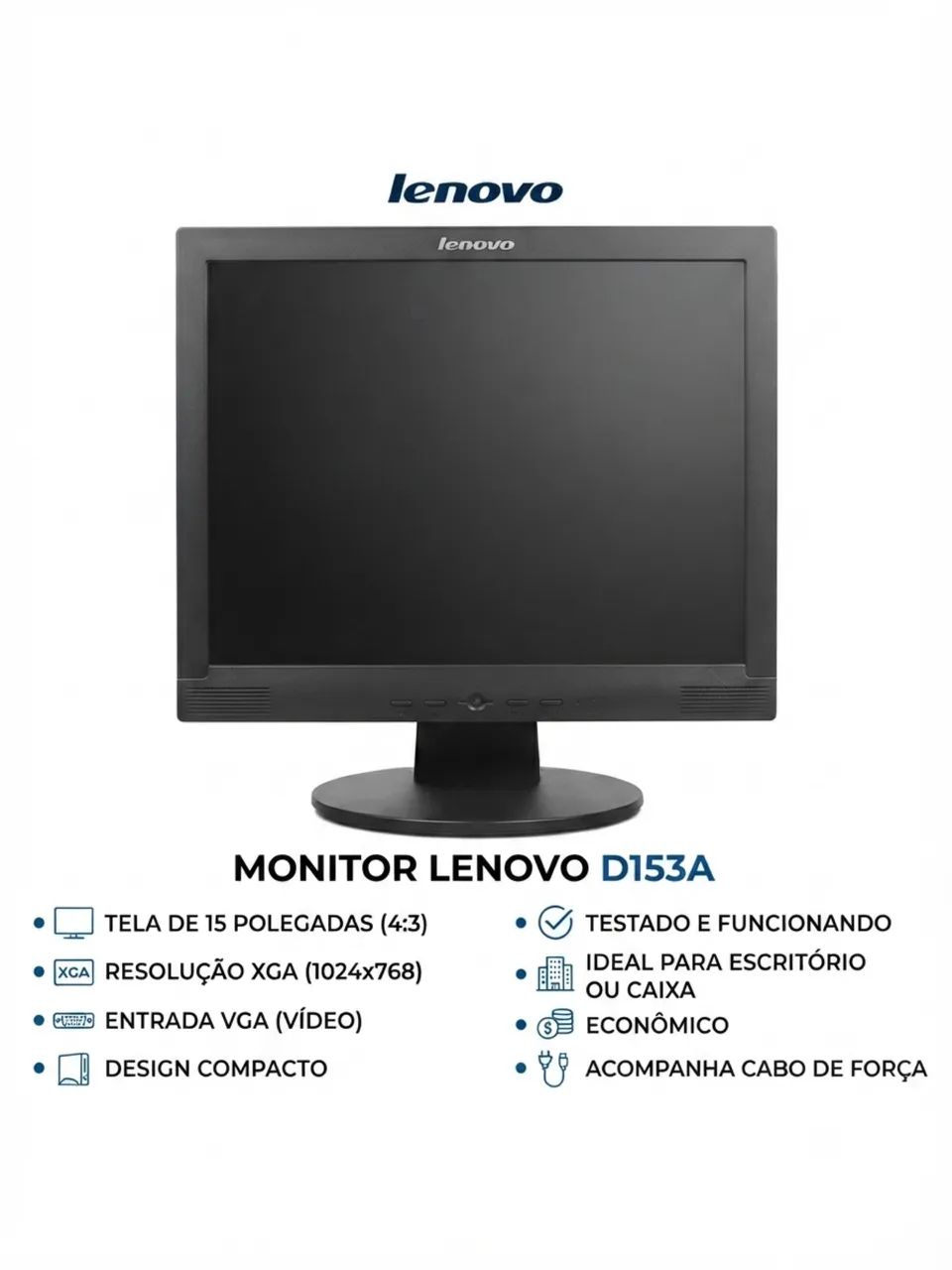 Monitor Lenovo 15" Polegadas - Perfeito para Escritório e Estudos - Foto 2