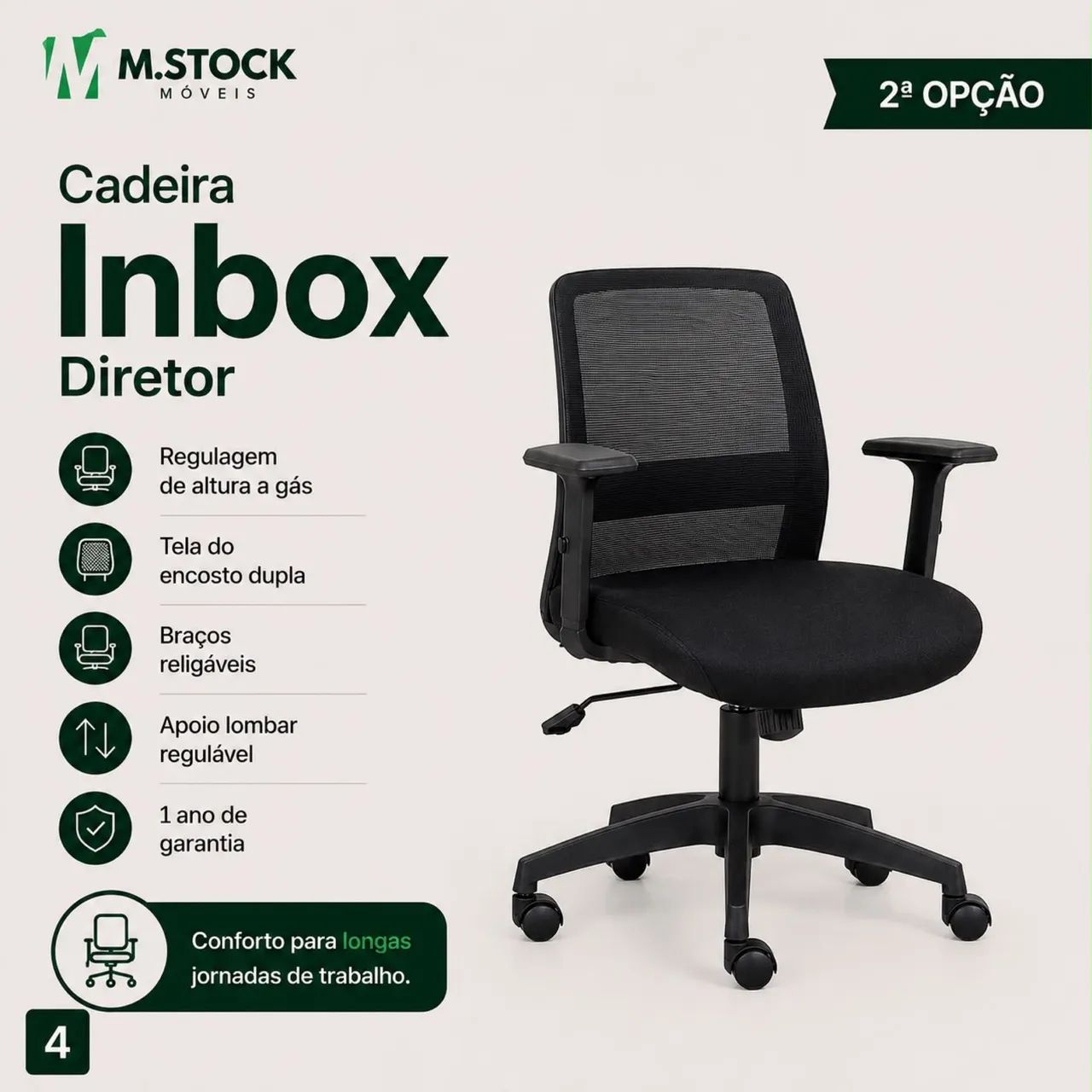 Cadeira diretor inbox giratória 
