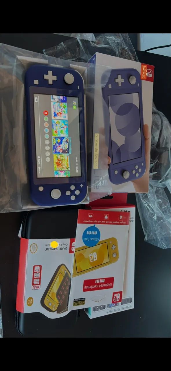 Nintendo switch lite desblck novo na caixa com acessórios 
