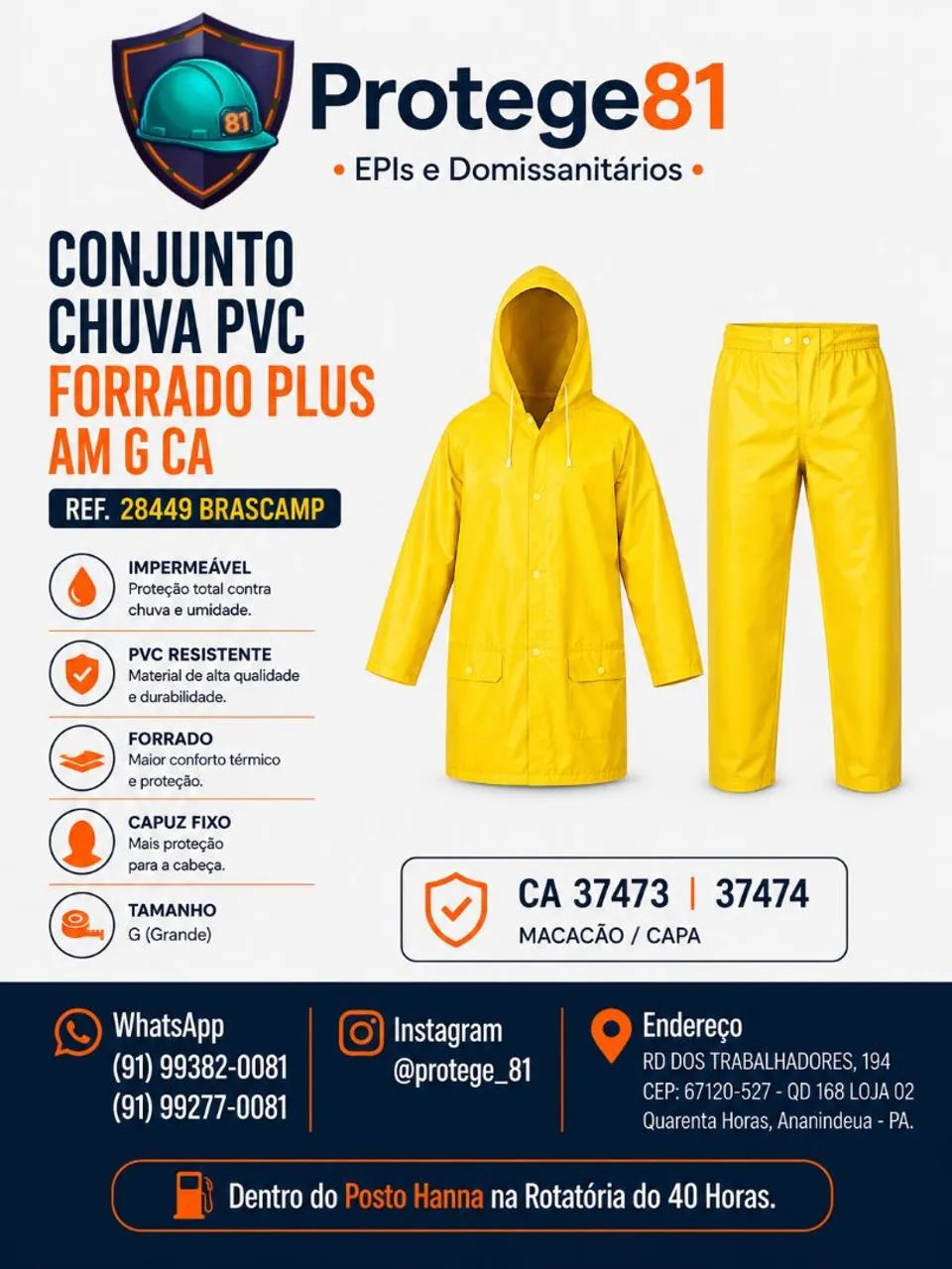 Conjunto chuva PVC forrado