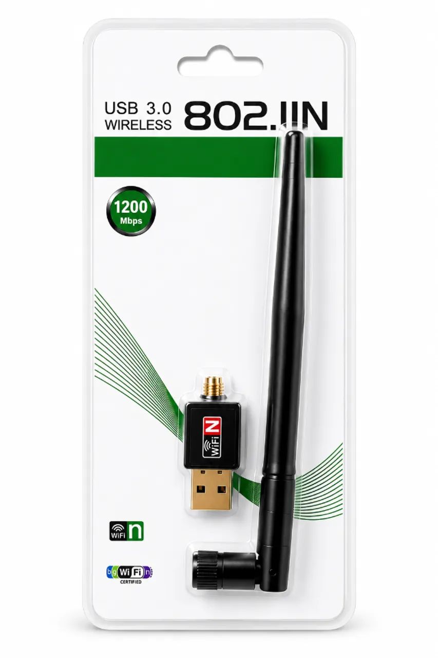 Antena WiFi USB Para PC Gamer 1200Mbps 802.11N - Novo - Ditudo Tech e Variedades