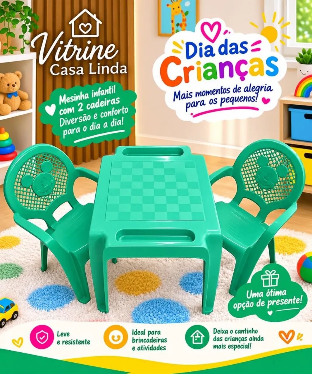 Kit mesas e cadeiras infantil 