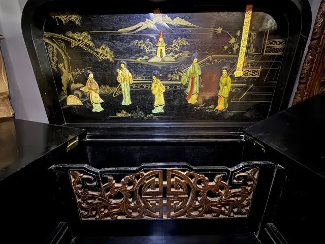 Movel Bar Chines Antigo Laca Chinoiserie - Foto 4