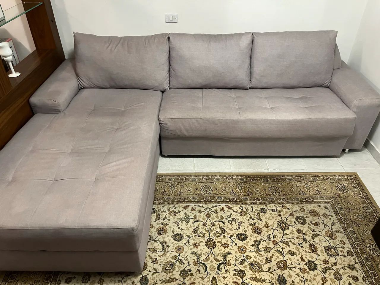 Sofá de Canto em L Confortável e Super Conservado  - Cinza (2,80m)