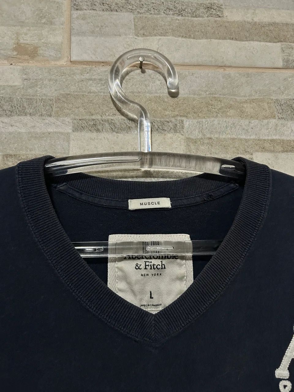 Camisa básica azul Abercrombie G - Foto 5