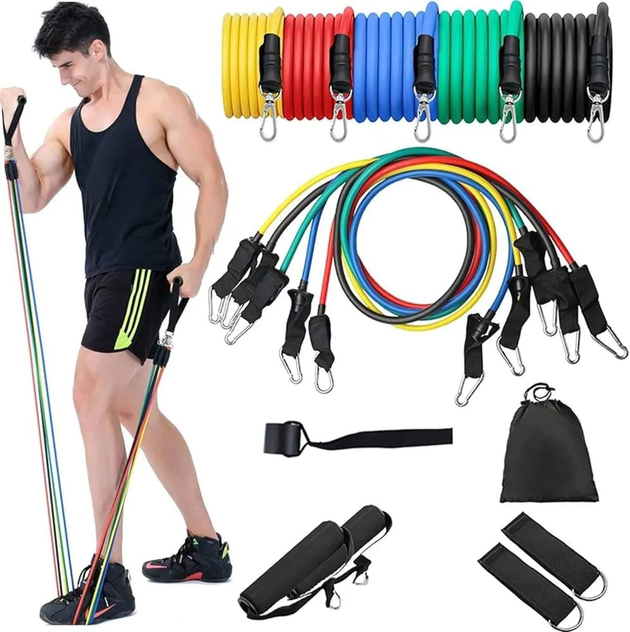 Kit elástico extensor para treino em casa e fisioterapia  - Foto 5