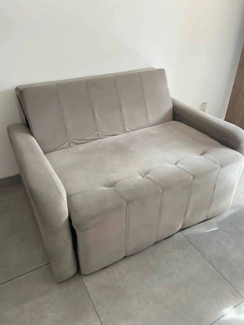 Sofá-cama Matrix Amora Bege Suede - Foto 2