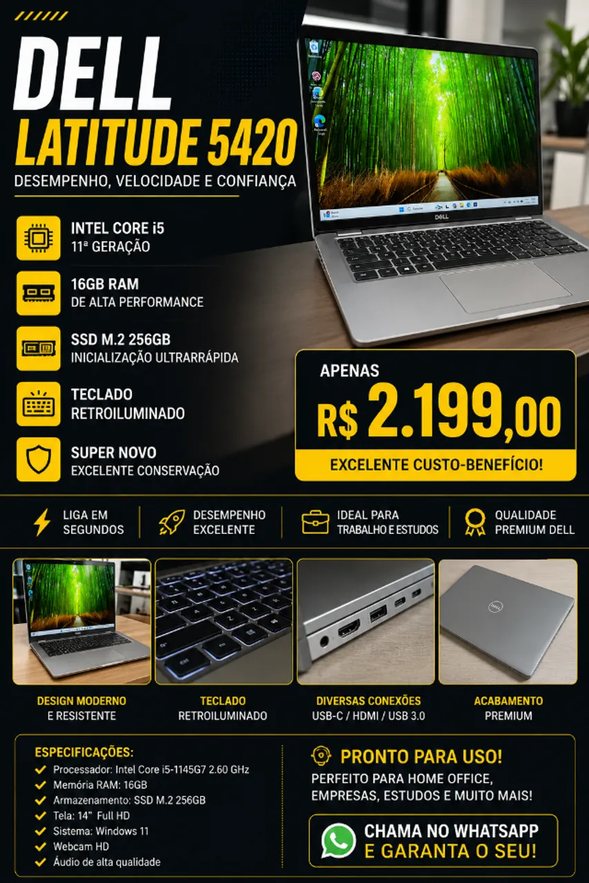 Notebook Dell Latitude 3420 i5 11th 8 RAM 256 SSD - Notebooks