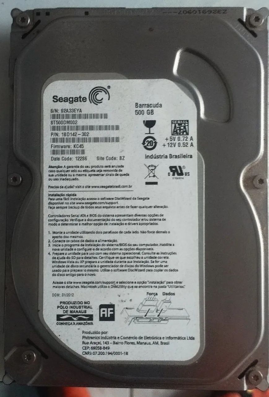 HD Seagate Barracuda 500Gb