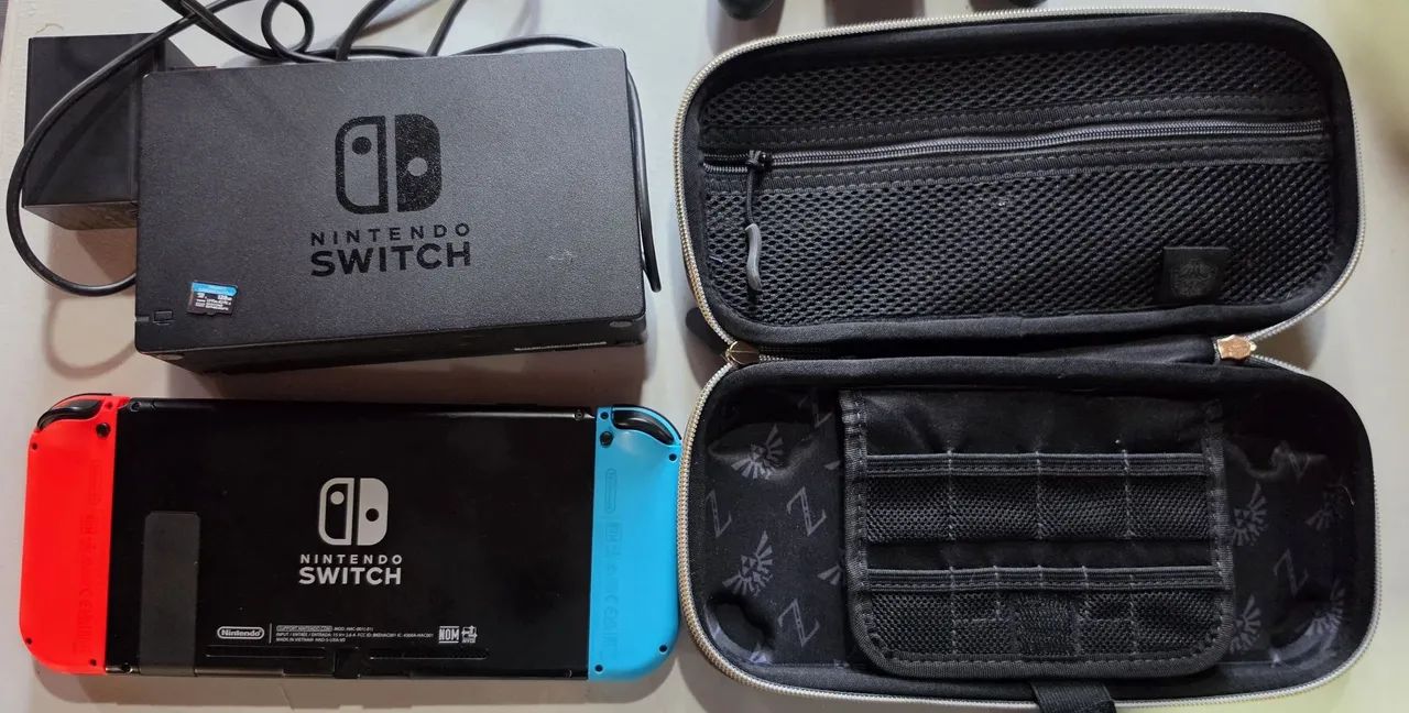 NINTENDO SWITCH V2 32GB + MICROSD 128GB + ACESSÓRIOS - Peças e