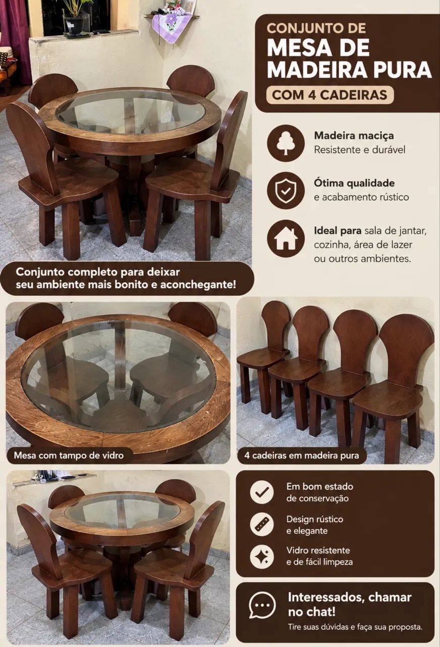 Mesa de madeira pura