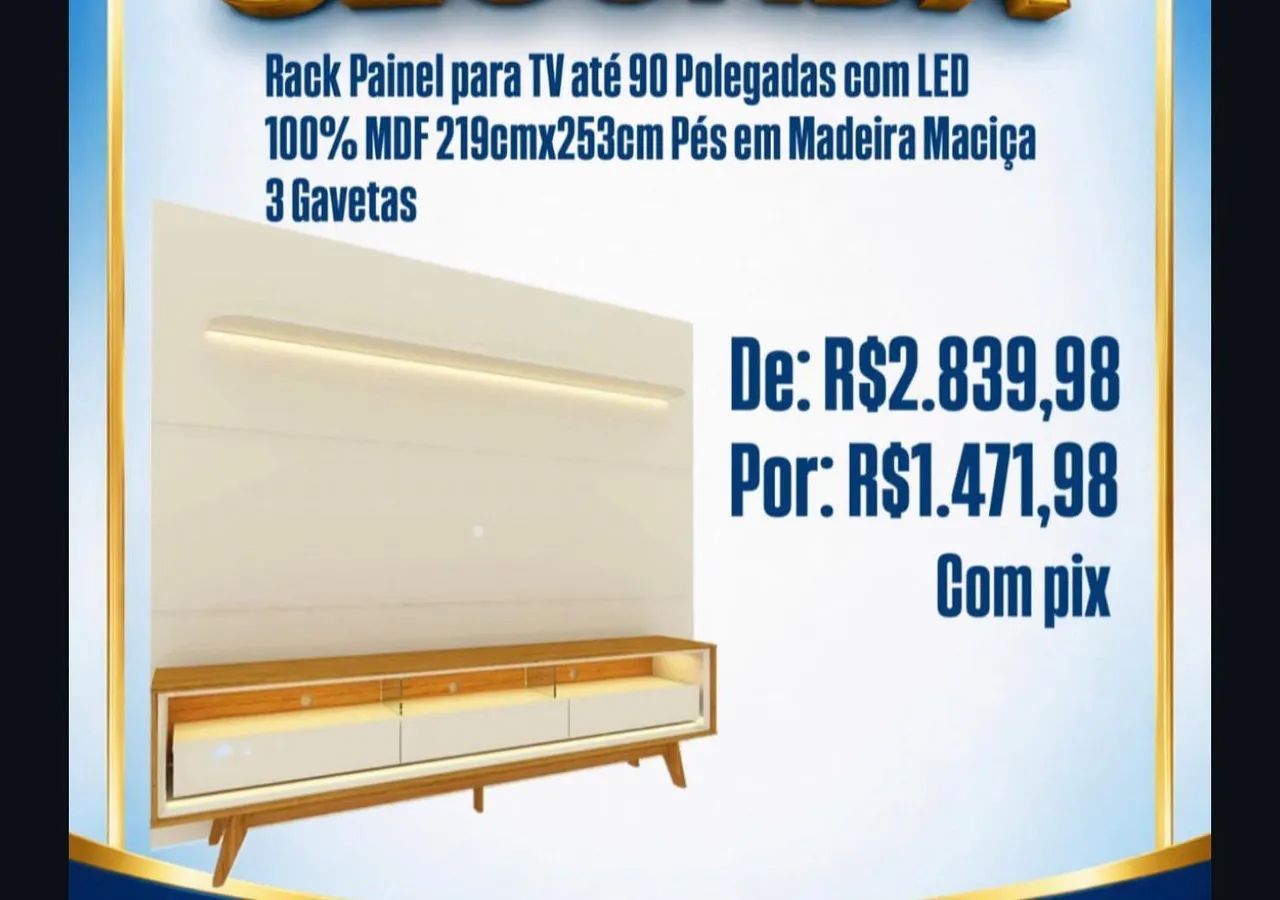 Rack para sala/quarto com led mdf 3 gavetas  - Foto 3
