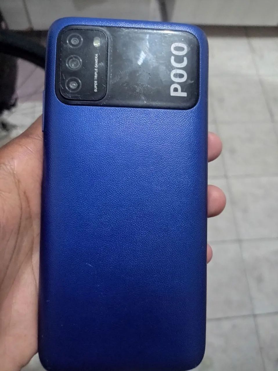 Poco M3 azul, funcionando normalmente. 