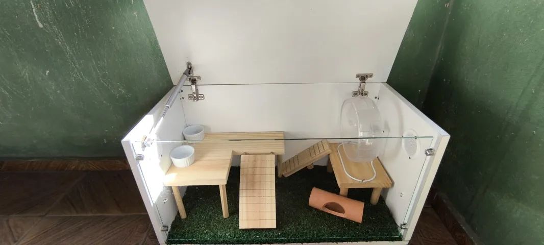 Terrário Grande Completo (Compensado Naval e Vidro) - P/ Hamster e pequenos Répteis