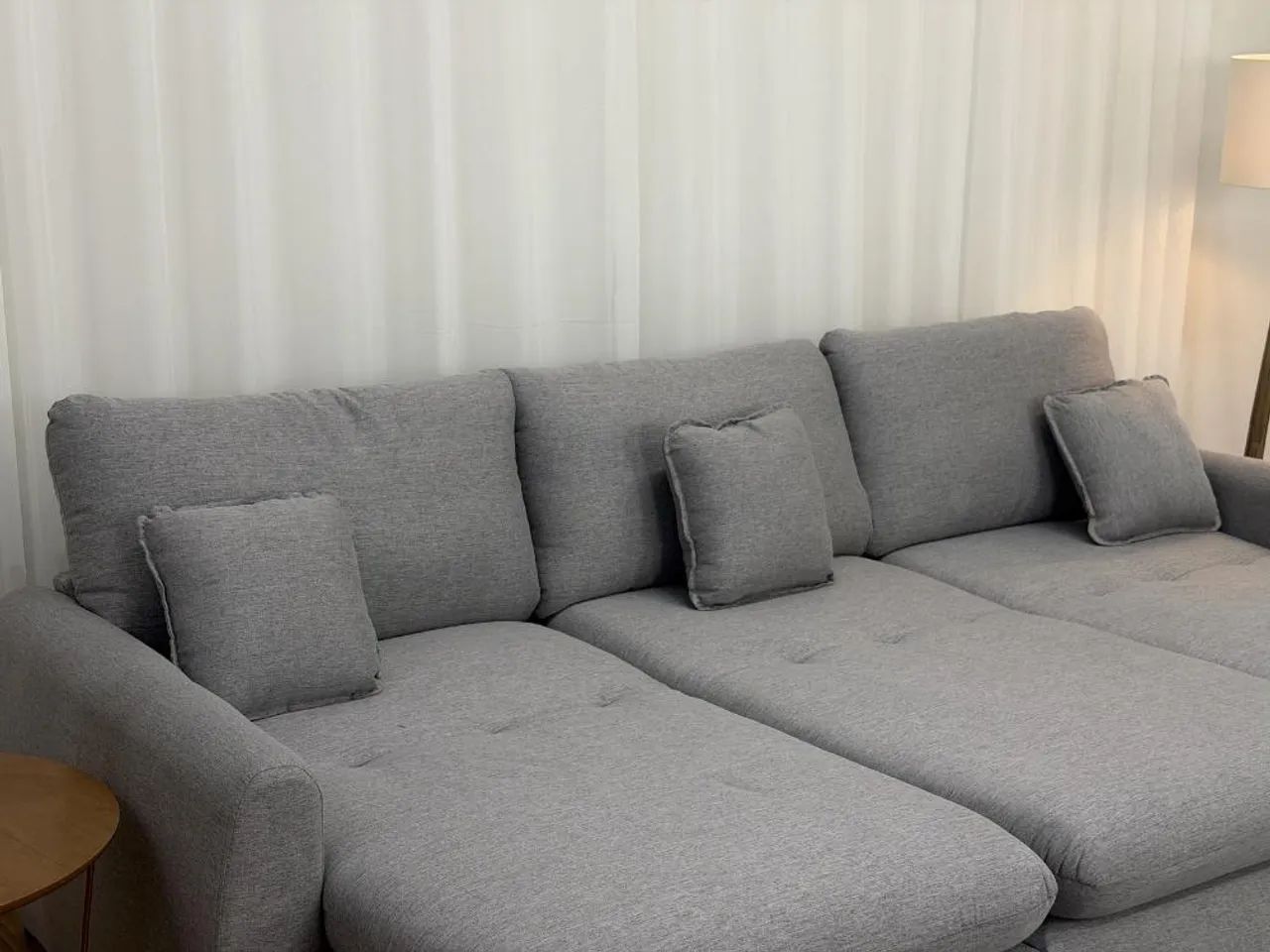Sofá Cama Retrátil Reclinável Amaranto 2.70m 3 Módulos 80 - Cinza Linho - Foto 5