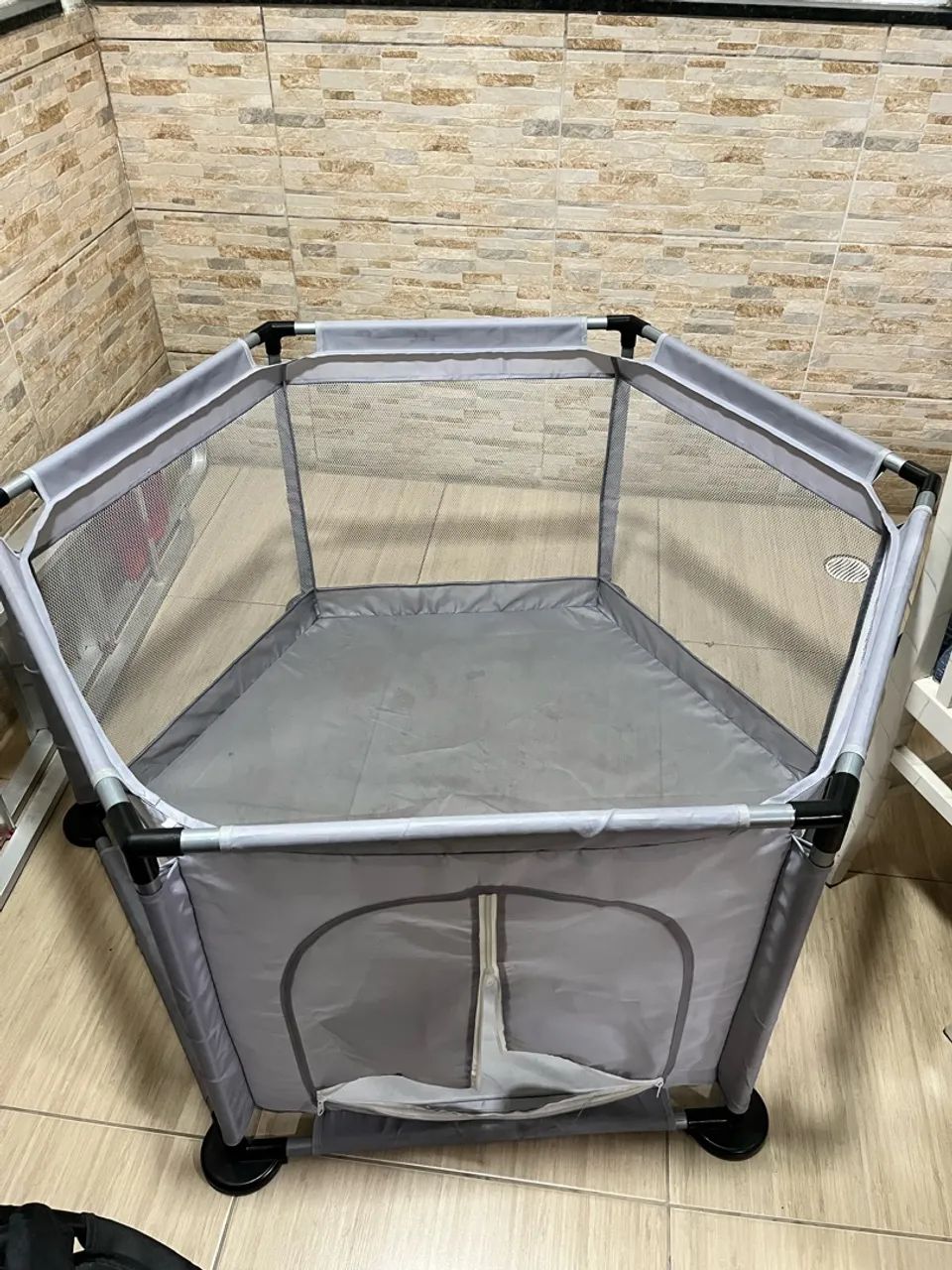 CERCADINHO PARA BEBÊ  CINZA - Foto 2