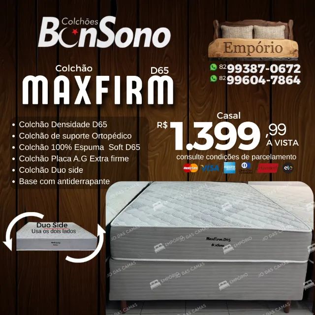 Cama casal Bonsono maxfirm ortopédico pronta entrega base e colchão 