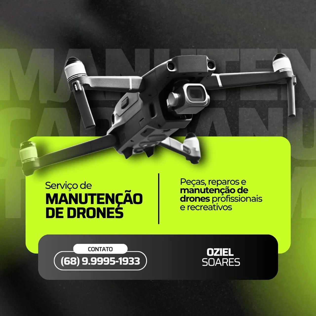 Manutenção de drones profissionais e recreativos