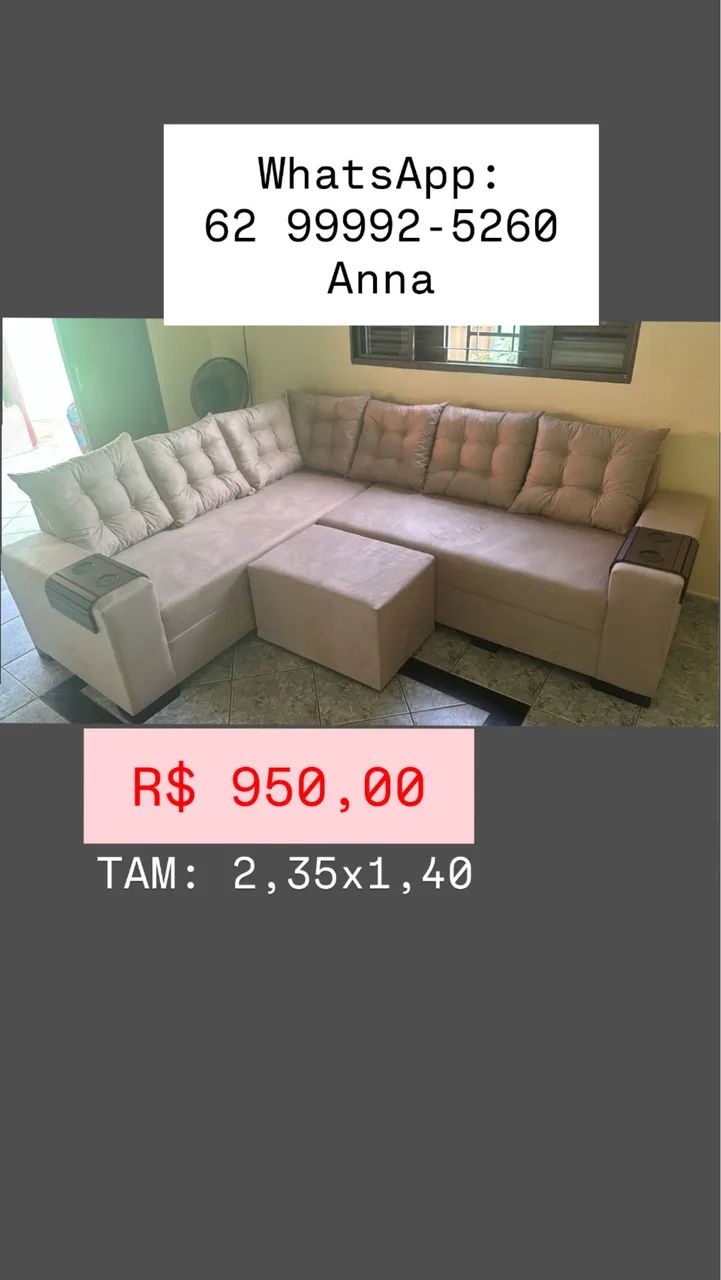 Sofá de canto com puff - Conforto e estilo