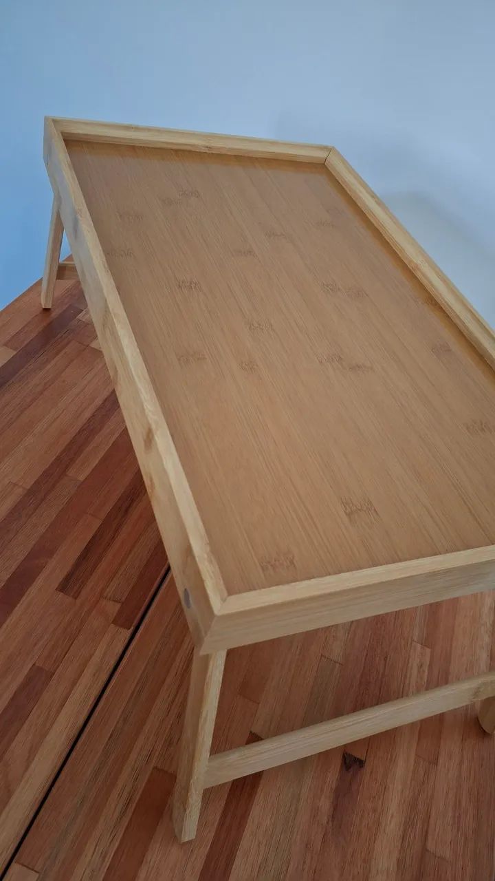 Mesa Dobravel Para Notebook Mesa De Cafe da Manha Madeira Bambu - Foto 2