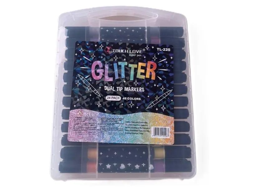 24 Canetas marcadoras com glitter (48 Cores)