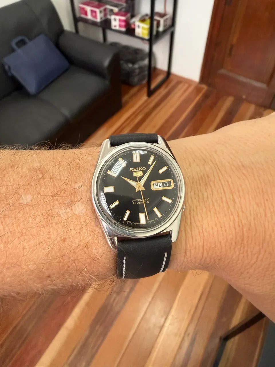 Seiko 5 Automático Vintage Preto Day-Date - Calibre 6139 - Japão - Foto 2