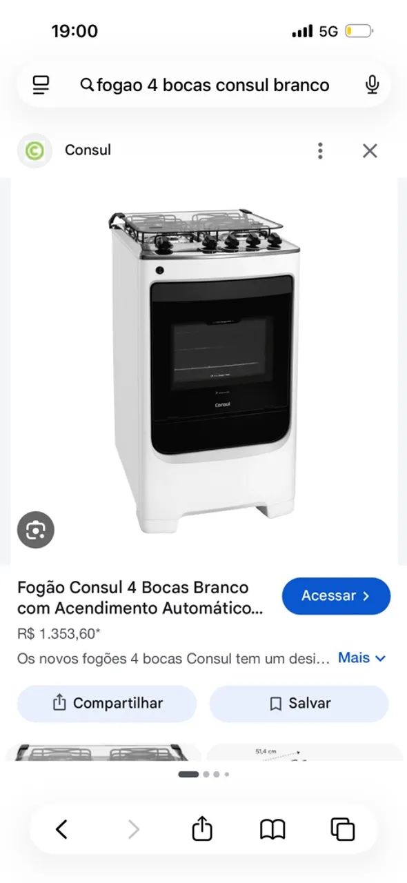 Fogão cônsul 4 bocas branco