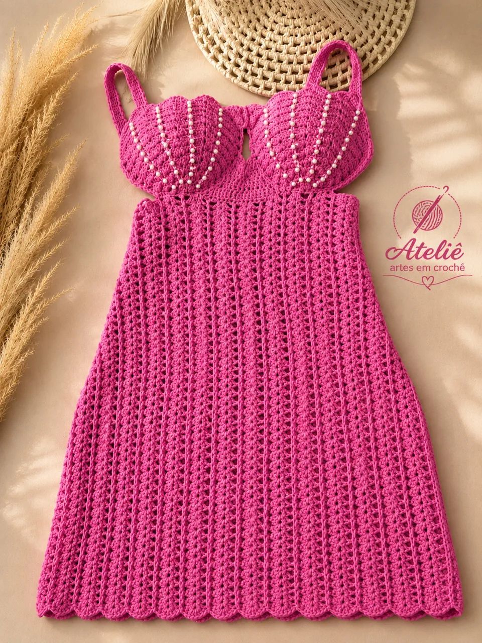 Vestidos em Crochê  com Pérolas elegante - Foto 2