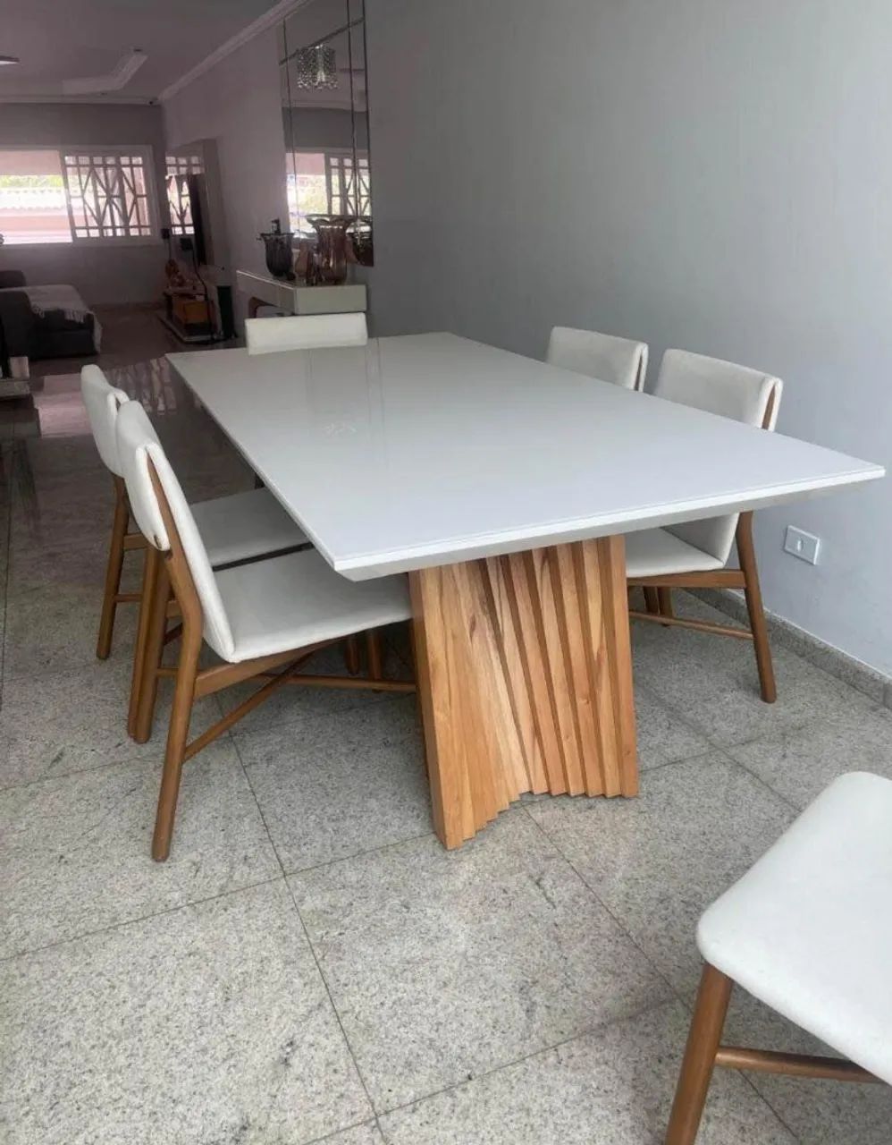 Mesa com tampa de vidro 8 lugares  - Foto 2