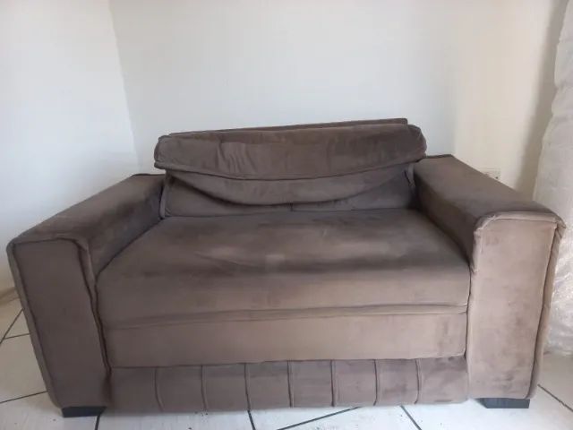 Sofá Estofado 2 Lugares Sala Estar Cinza