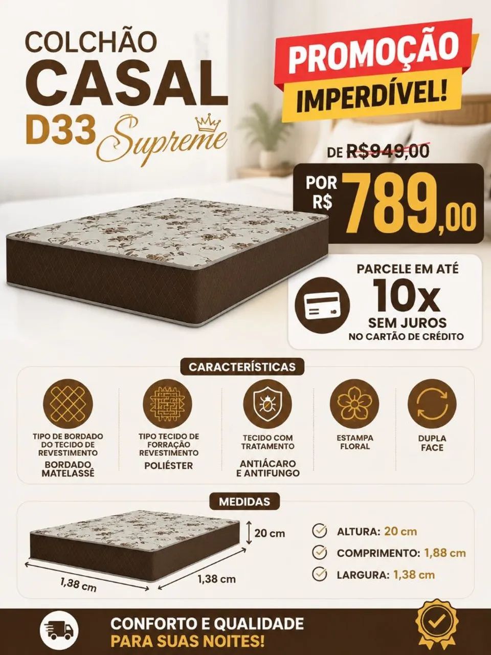 Colchão  de espuma D33 Supreme Casal novo  - Foto 2