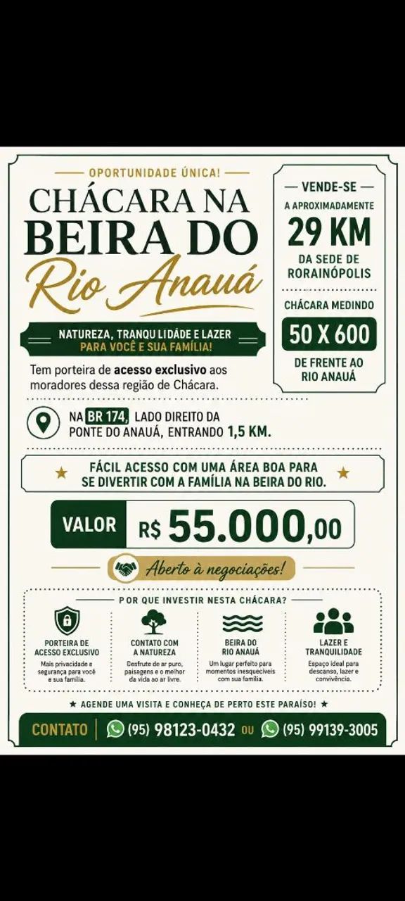 Chácara às margens do Rio Anauá 
