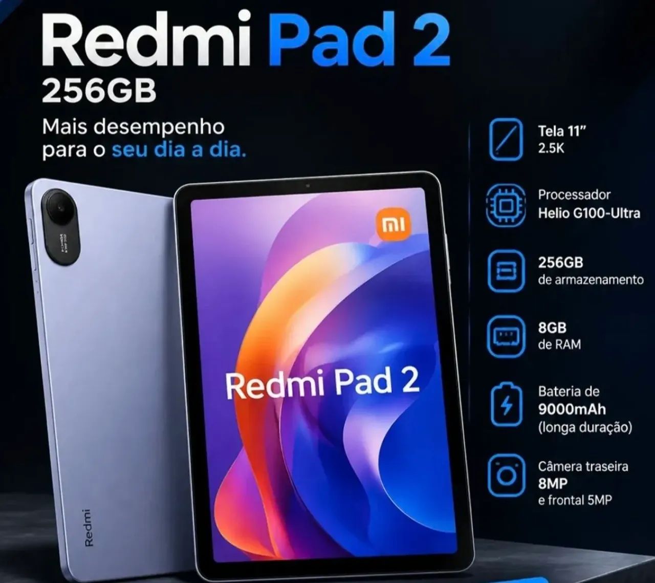 Tablet Redmi pad 2 cinza 6 ram/256 gb