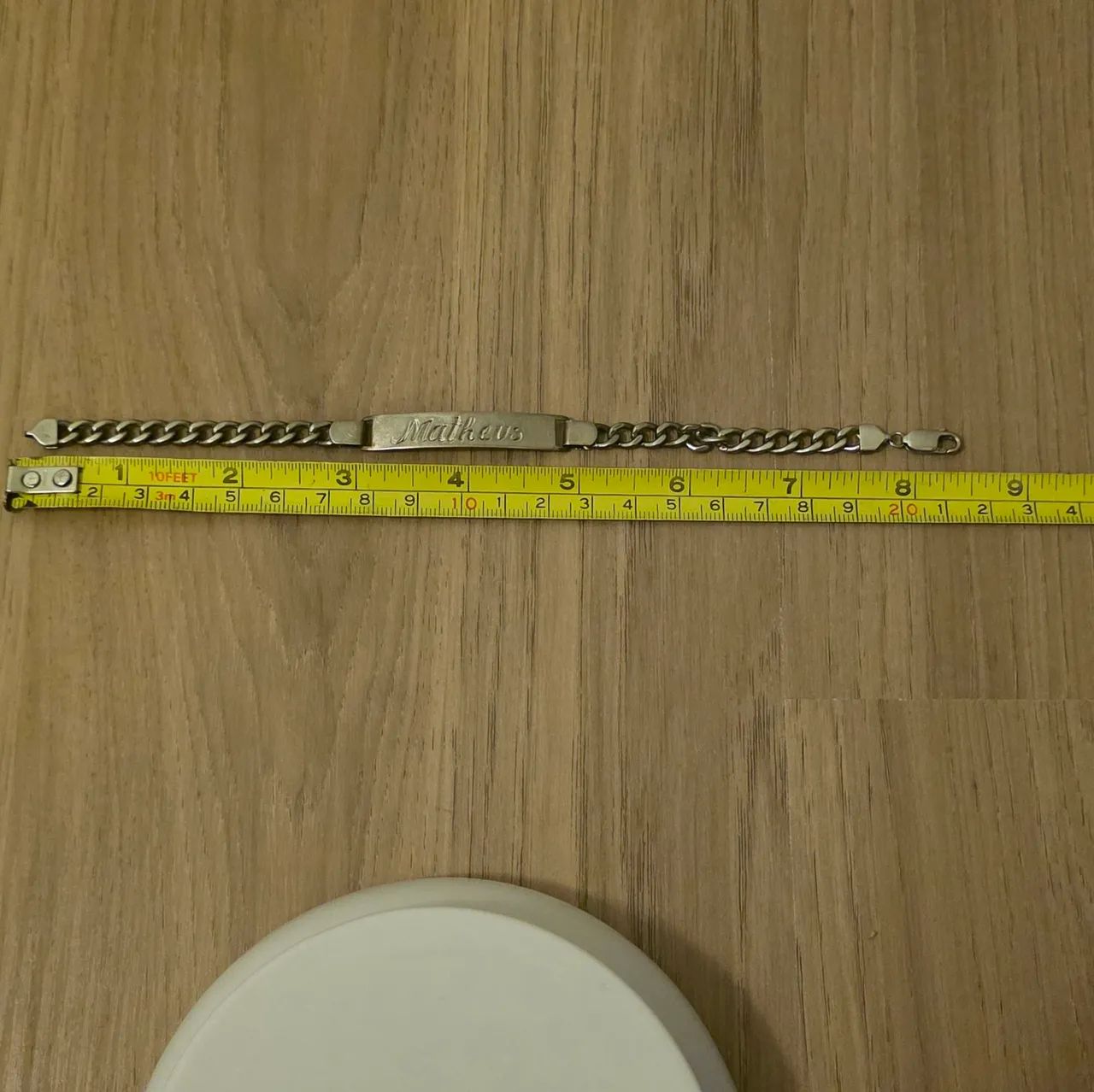 ?Pulseira De Prata 925 Identidade Gravada Matheus - 15g / 22cm Legítimo - Foto 4