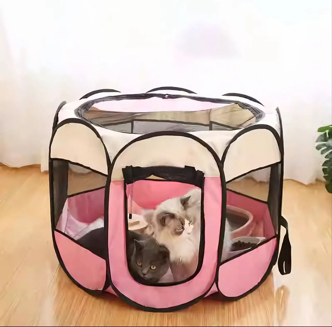 Cercadinho pet rosa dobrável tamanho G 