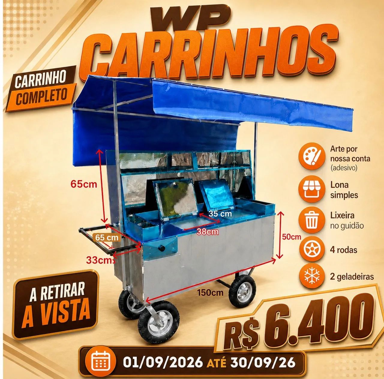 Carrinho de açaí com 2 geladeiras - Foto 3