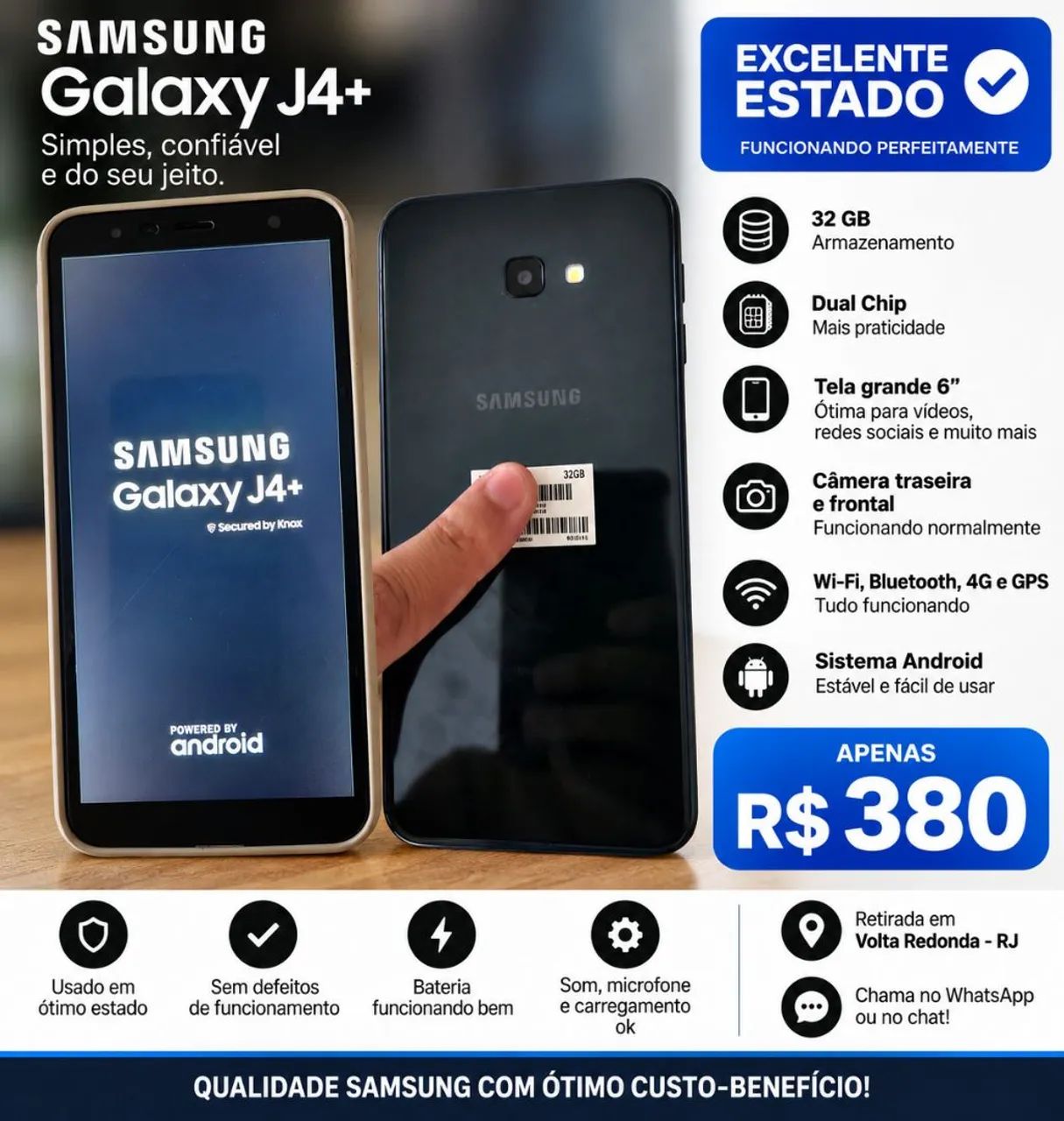 Celular Galaxy J4 + Ótimo estado.
