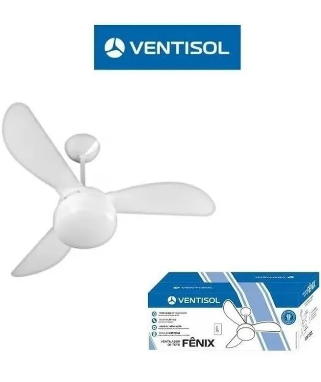 Ventilador de teto ventisol branco sem controle remoto 3 pós 110 v - Foto 4