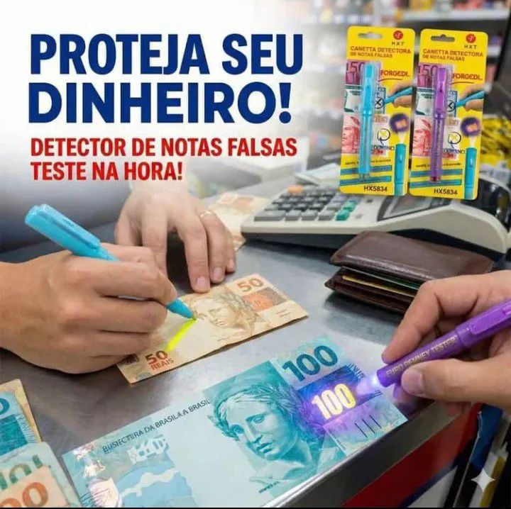 Caneta detectora de notas falsas (Venda)