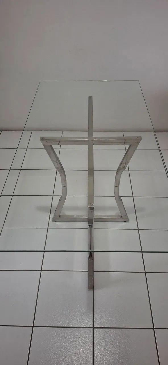 Mesa de Jantar Jacaúna Premium - Aço Inox e Vidro Temperado 10mm